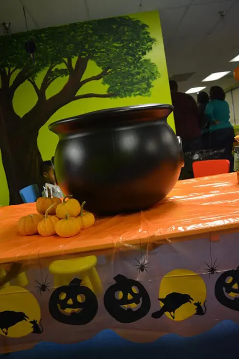 Halloween decorations displayed at the Alexandria Children's Dentistry Healthy Snack Halloween Party