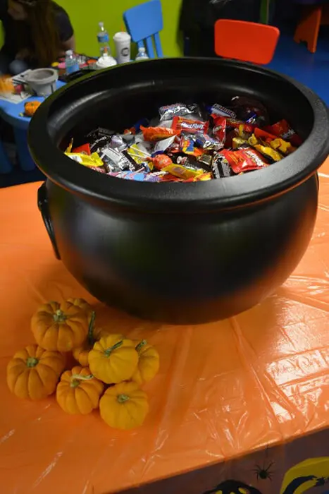 Bowl of Halloween treats at the Alexandria Children's Dentistry Healthy Snack Halloween Party