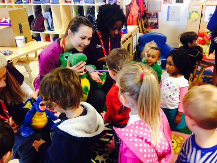 Children learning about brushing and healthy teeth with Alexandria Children's Dentistry