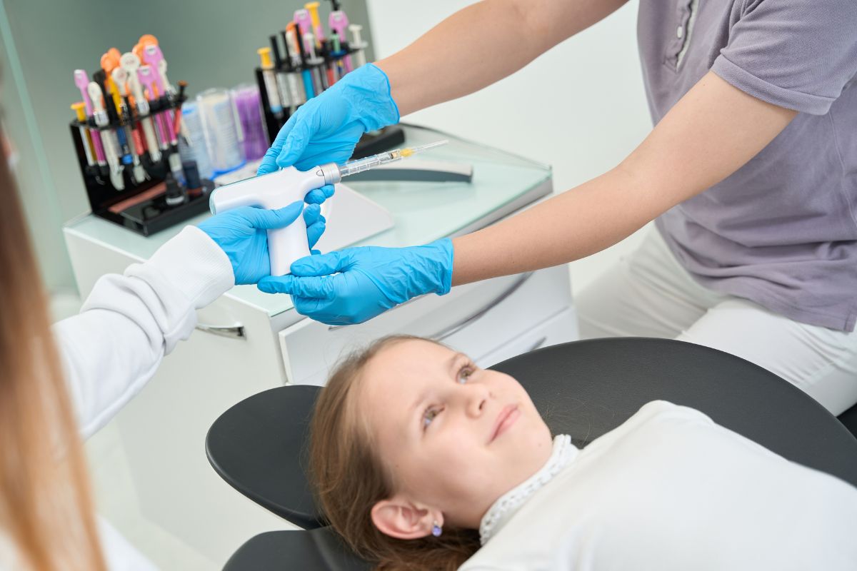 Parent caring for child after pediatric dental sedation in Alexandria